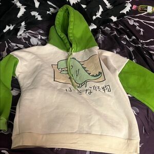 Green and White Dinosaur Kids Hoodie